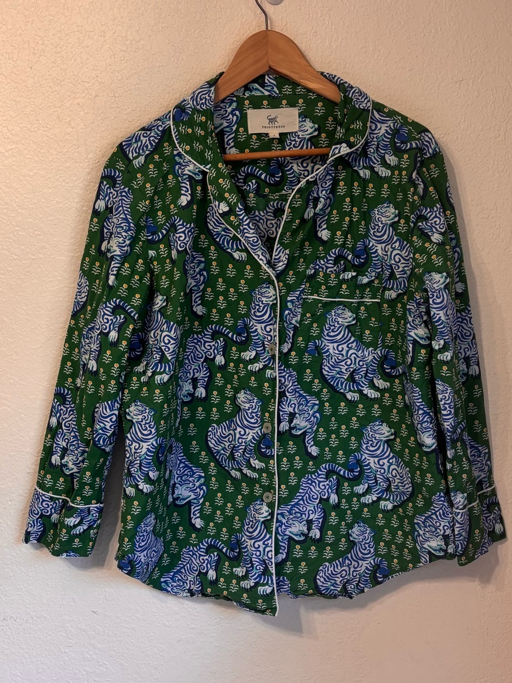 Printfresh Jade Tiger Queen Pajama Top Small